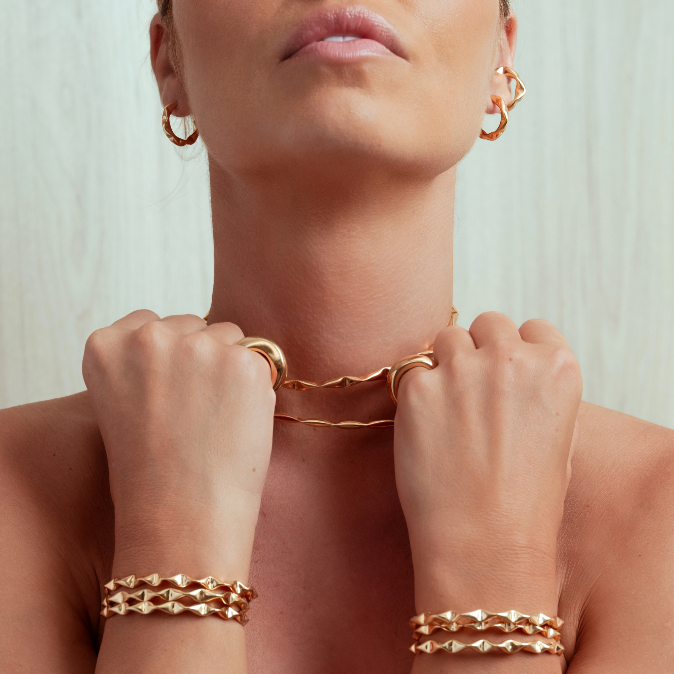 Sabrina Abstract Gold Choker Necklace