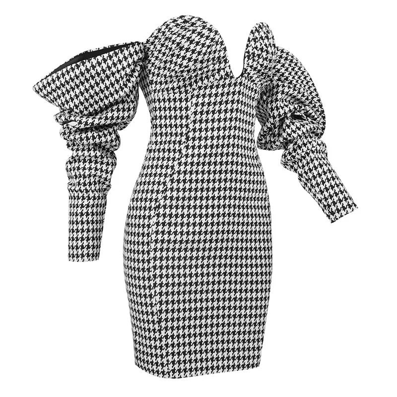 Privilege Houndstooth Dress