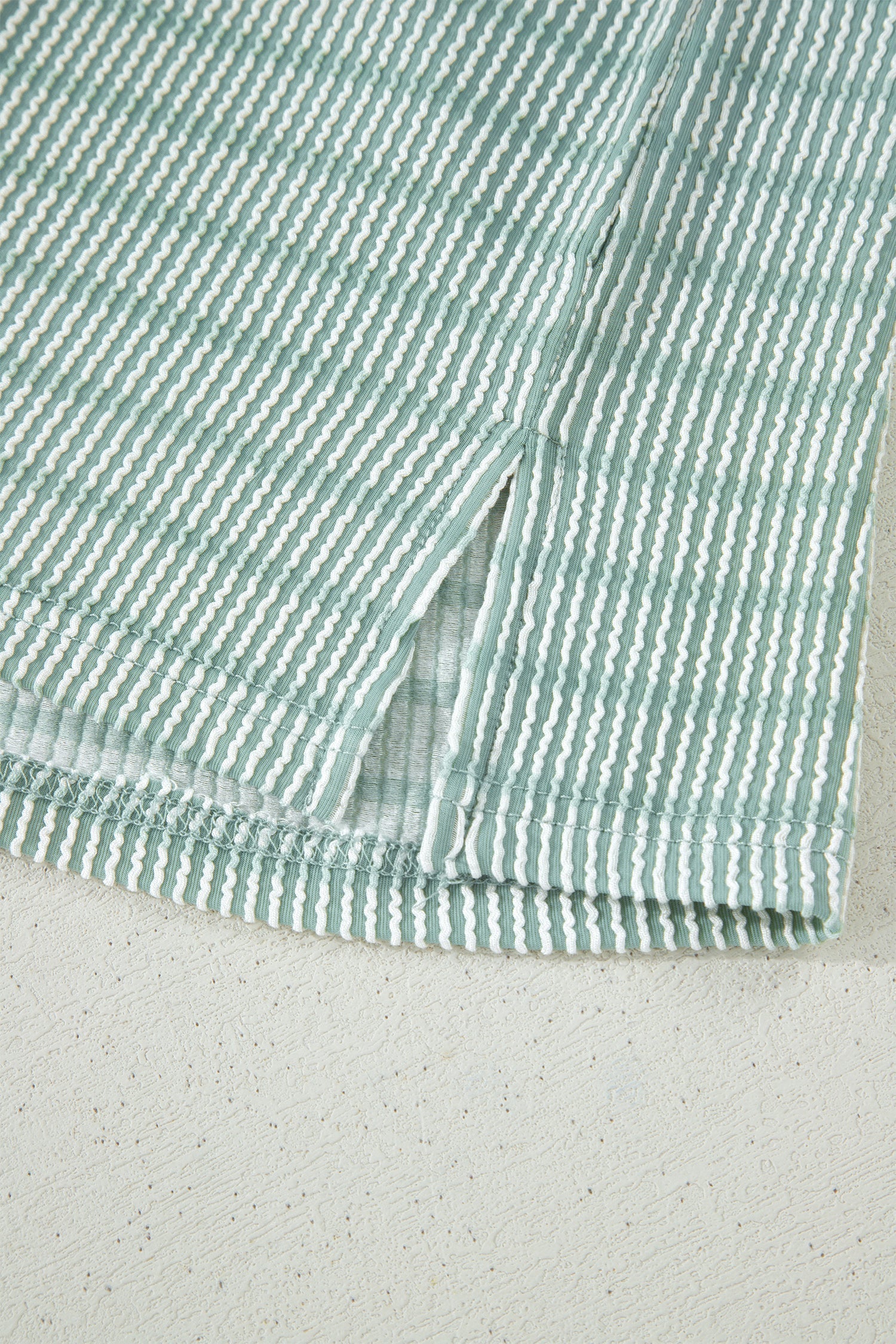 Stripe Ribbed Loose Tee & Drawstring Short Set