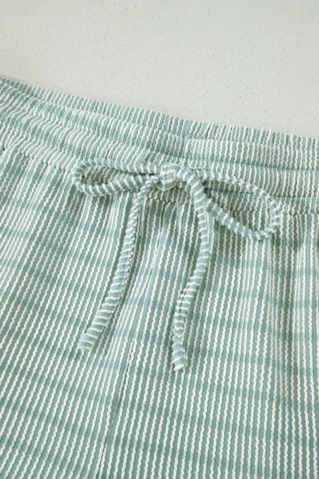 Stripe Ribbed Loose Tee & Drawstring Short Set