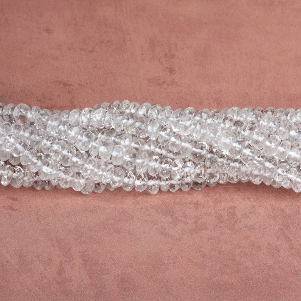 4-4.5mm Crystal Quartz faceted rondelle Beads 13.5 inch 138 pieces