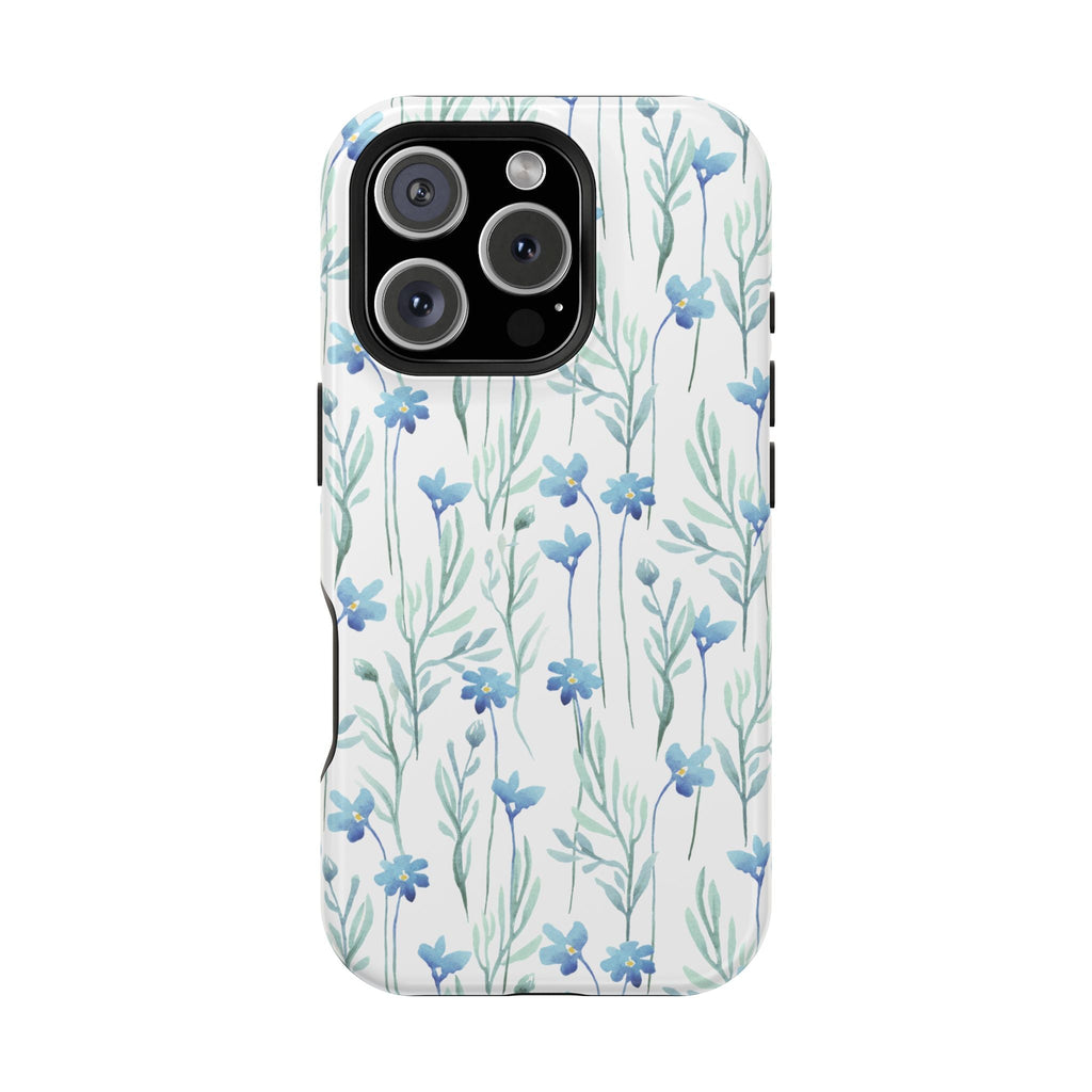 Customizable: Blue Floral Impact-Resistant Phone Case