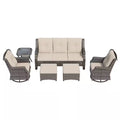 6-Pieces Wicker  Furniture Set Rattan Chair Wicker Set with Beige Cushion