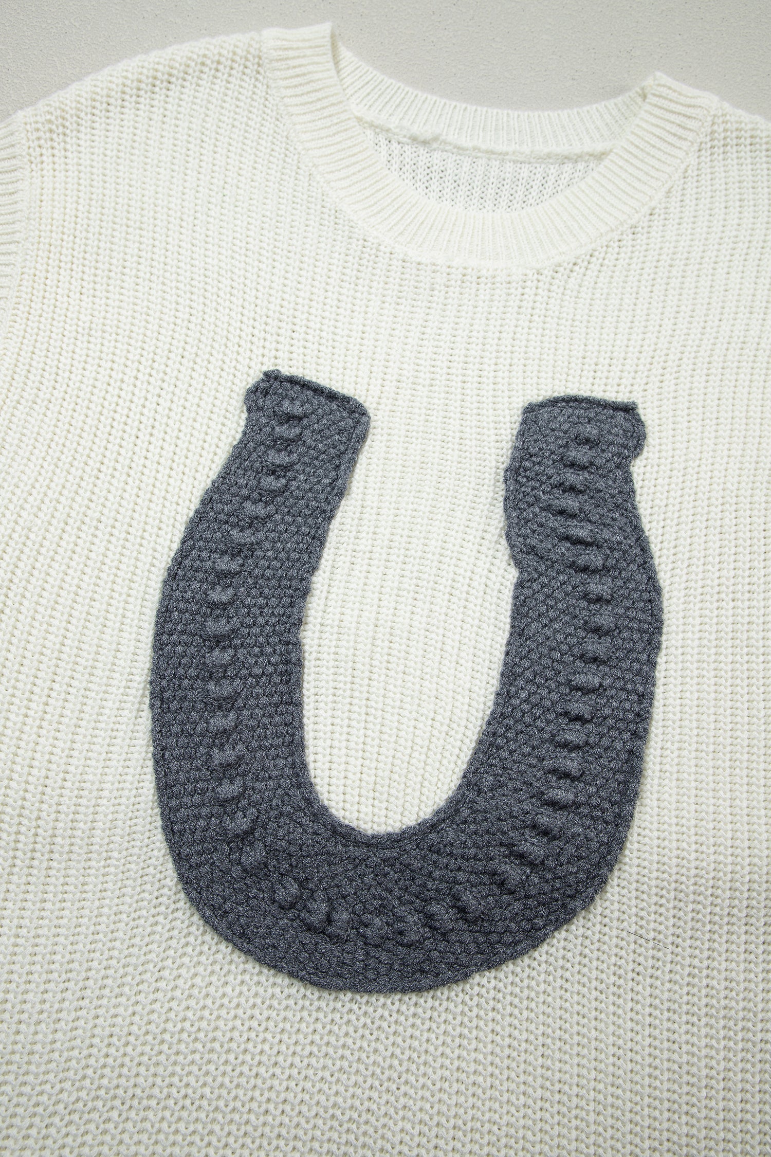 Western Horseshoe Crochet Short Sleeve Sweater