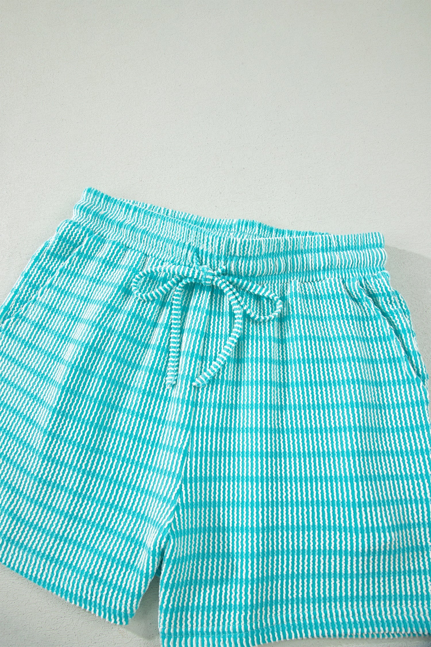 Stripe Ribbed Loose Tee & Drawstring Short Set