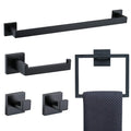 5-Piece Bathroom Hardware Accessories Set | Towel Bar, Wall Mounted, Matte Black