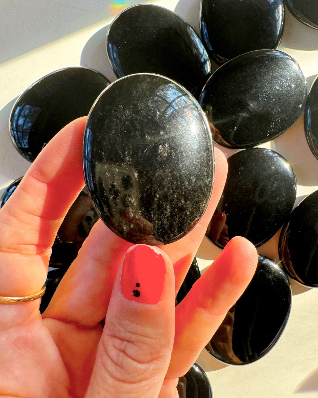 Black Obsidian Flat Palm Stones