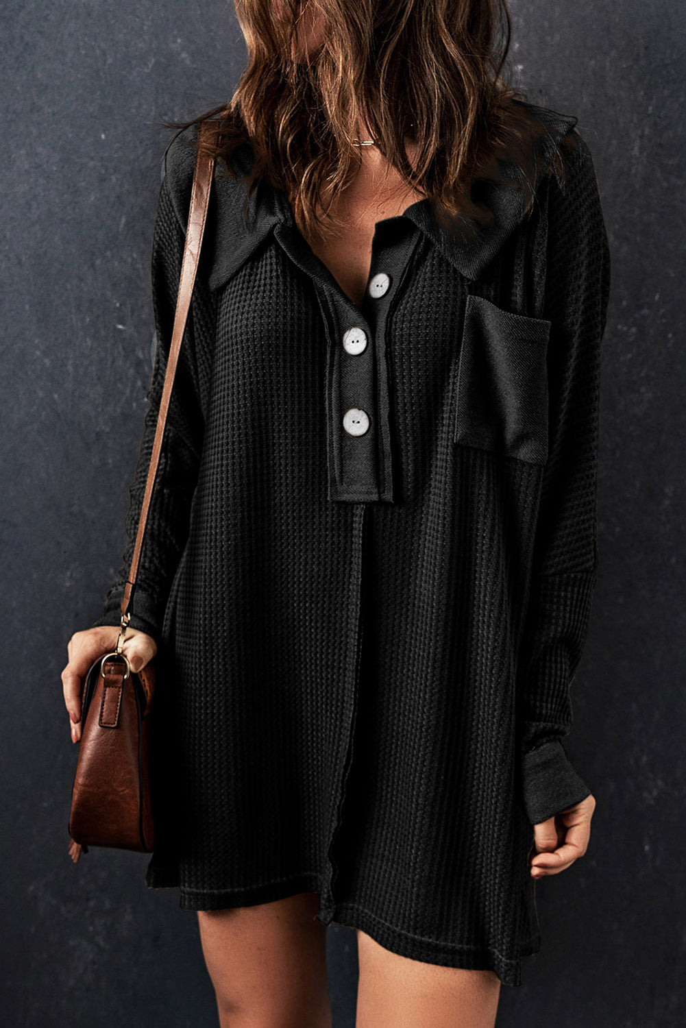 Nina Waffle Knit Long Sleeve Top