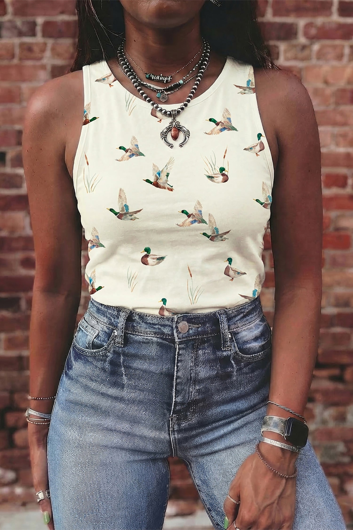Western Mallard Round Neck Tank Top
