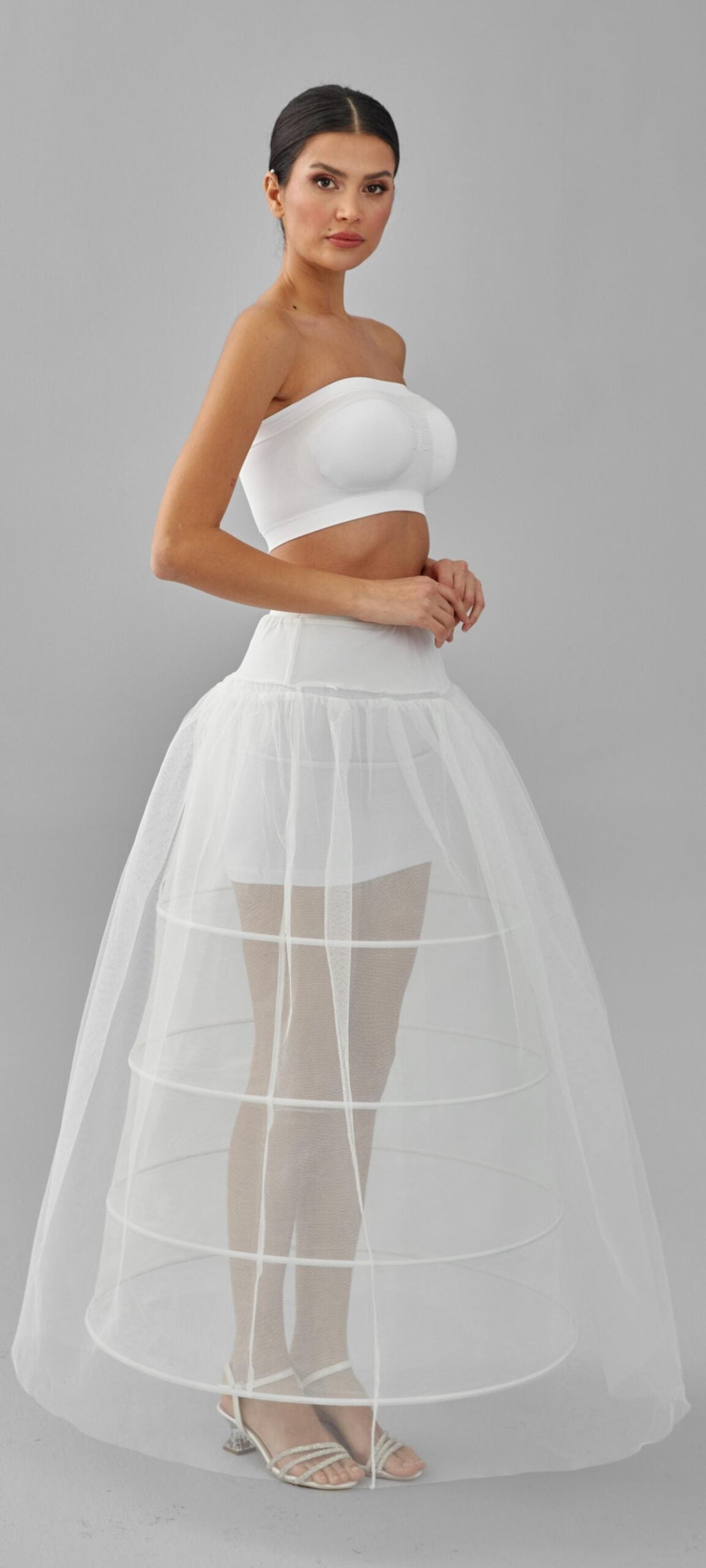 Crinoline, Wedding Dress Underskirt, White Petticoat Skirt, Four Hoop Skirt