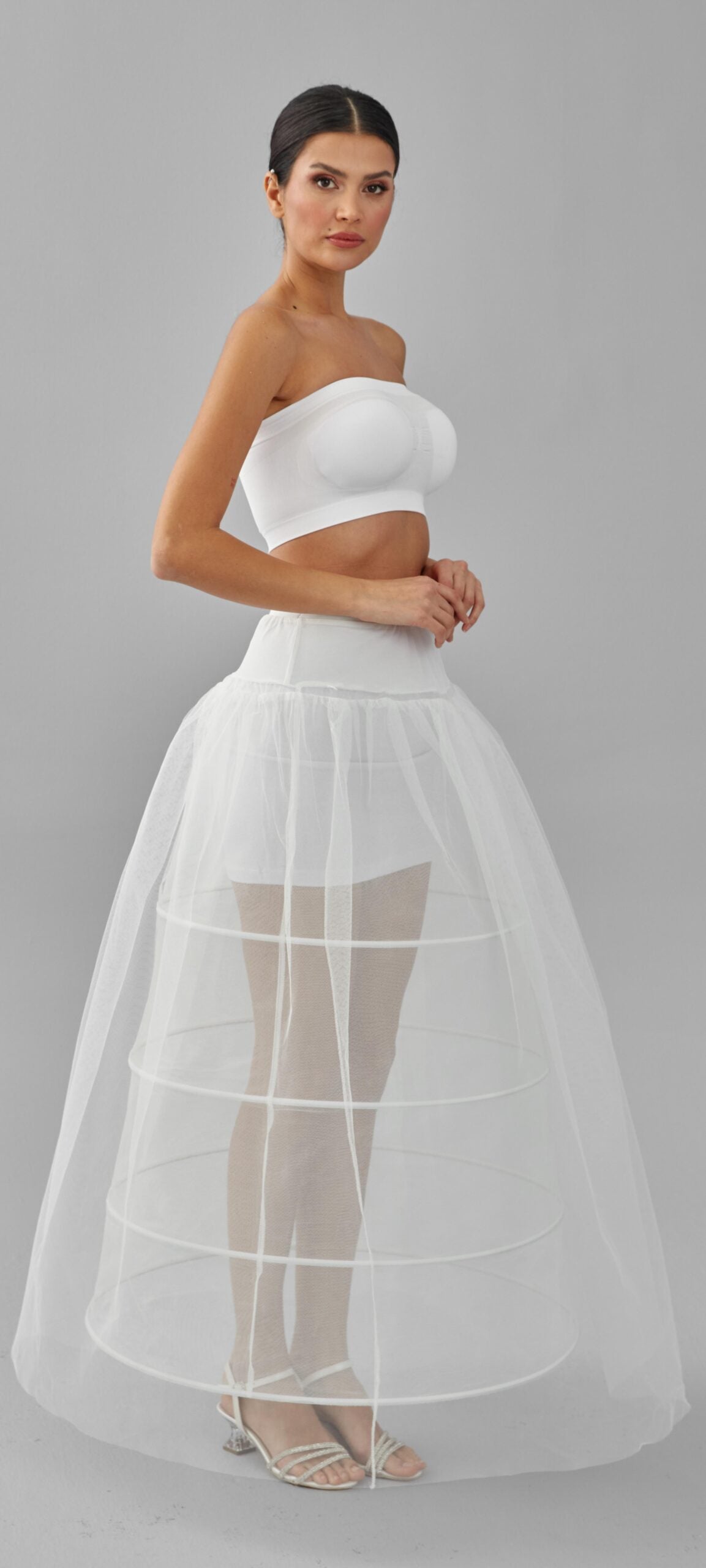 Crinoline, Wedding Dress Underskirt, White Petticoat Skirt, Four Hoop Skirt