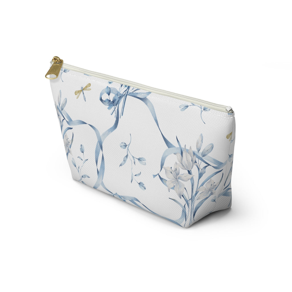 Customizable: Floral T-bottom Accessory Pouch | Gift for Her, Makeup Bag, Travel Organizer, Storage Solution, Spring Decor