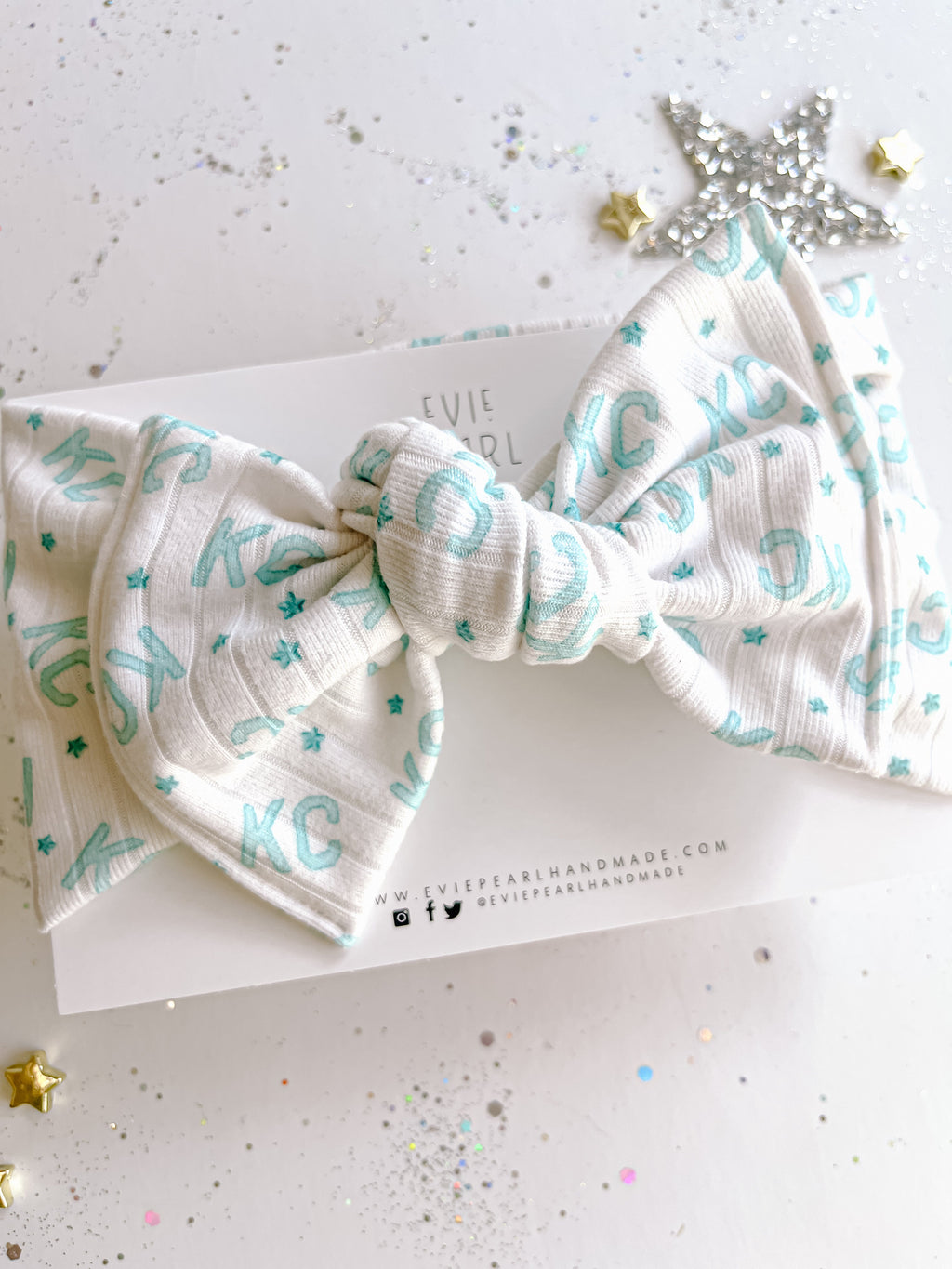 Teal KC Current Baby Bow Turban