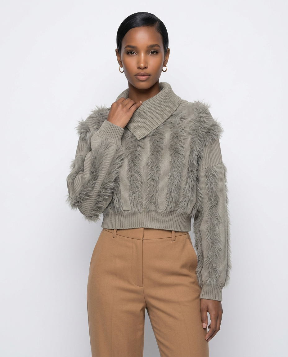 The Fara Textured Funnel-Neck Sweater