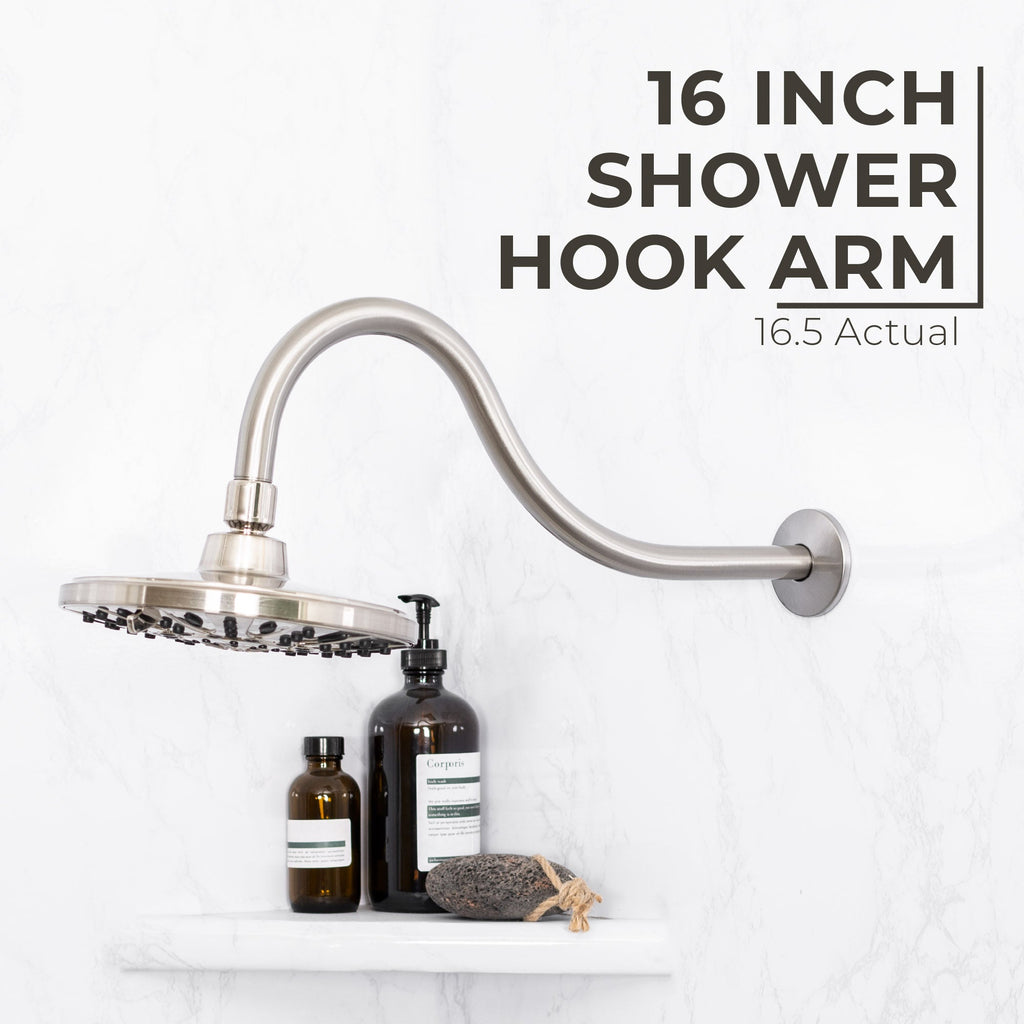 16 in. High-Arc Hook Shower Head Extension Arm (Brushed Nickel Finish)