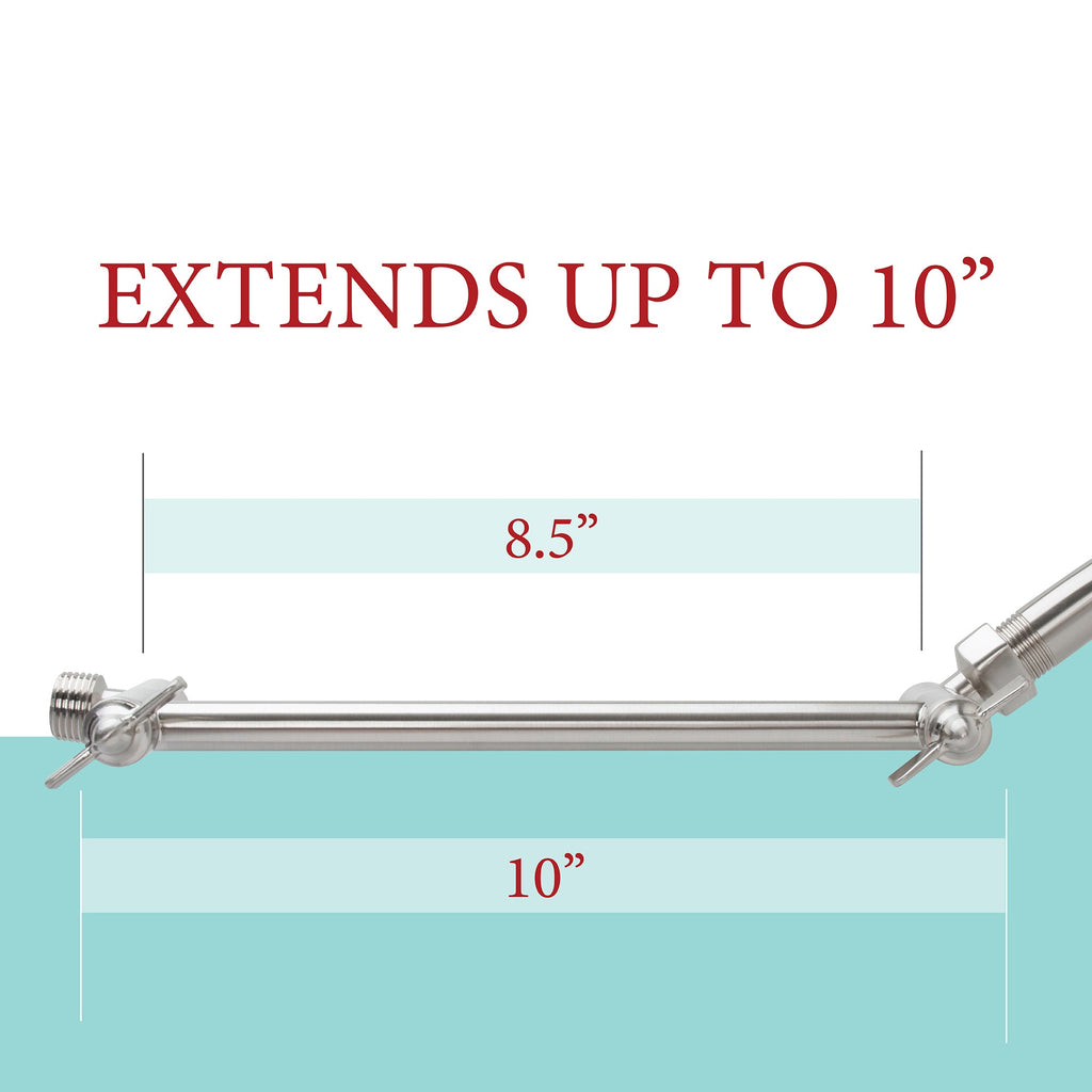 10 in. Solid Brass Shower Head Extension Arm (Stainless Steel Finish)