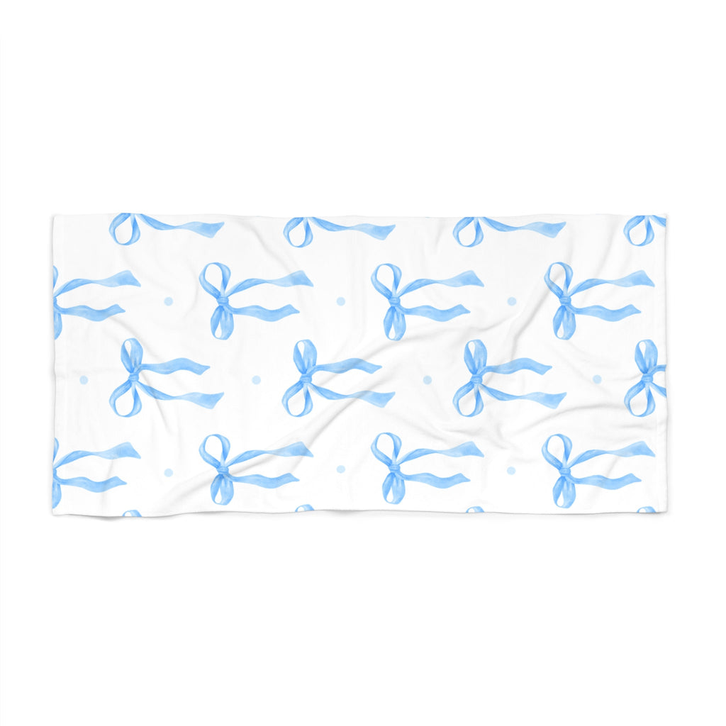 Customizable: Beach Towel with Blue Ribbon Pattern, Summertime Essentials, Poolside Fun, Gift for Beach Lovers, Vacation Ready, Travel Companion