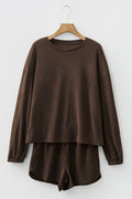 Solid Textured Knit Pullover and Shorts Set