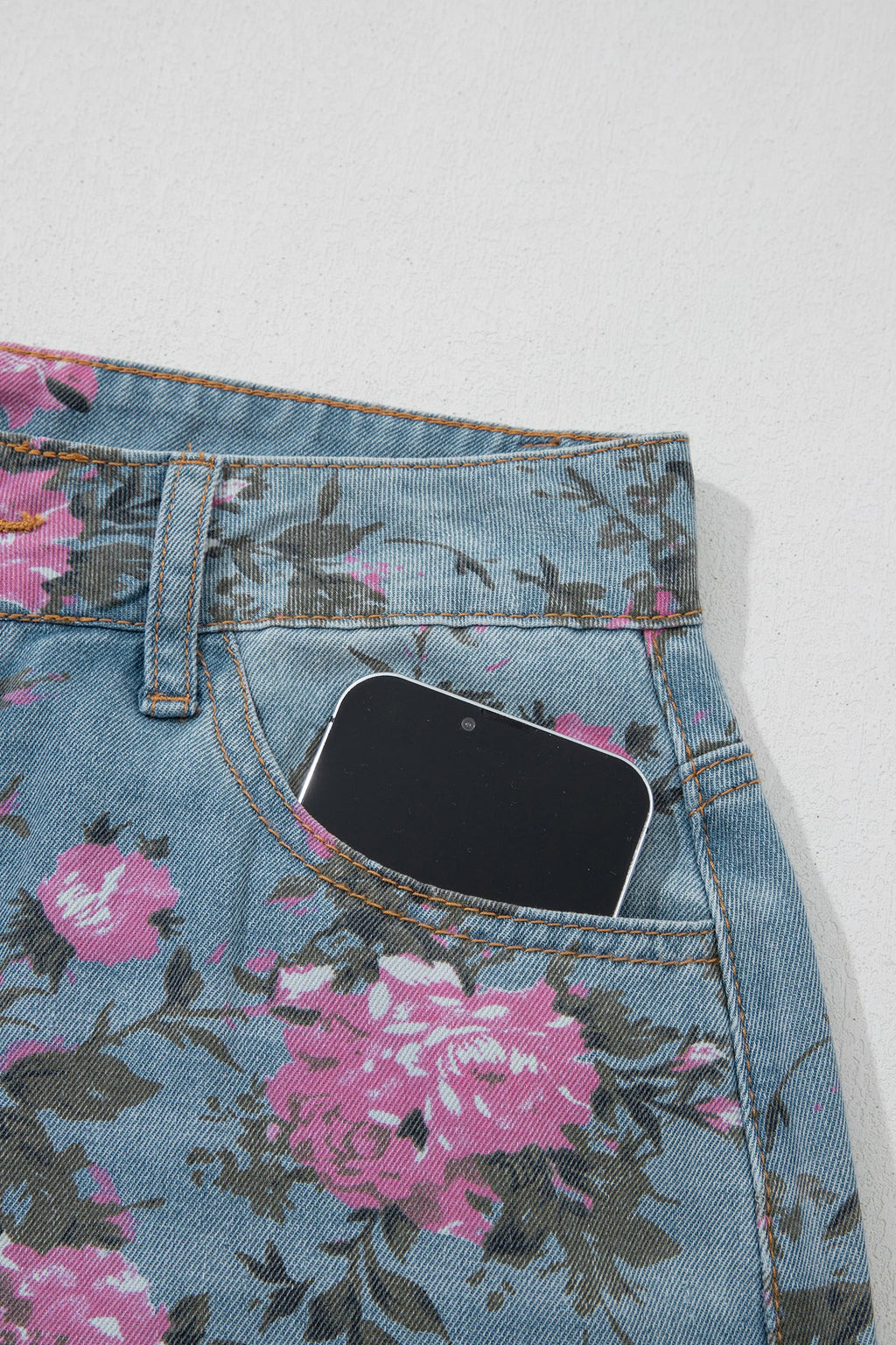 Floral Denim Wide Leg Jeans