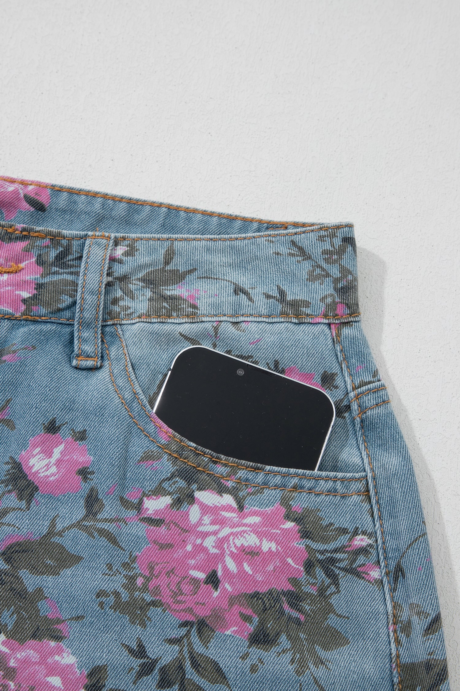 Floral Denim Wide Leg Jeans