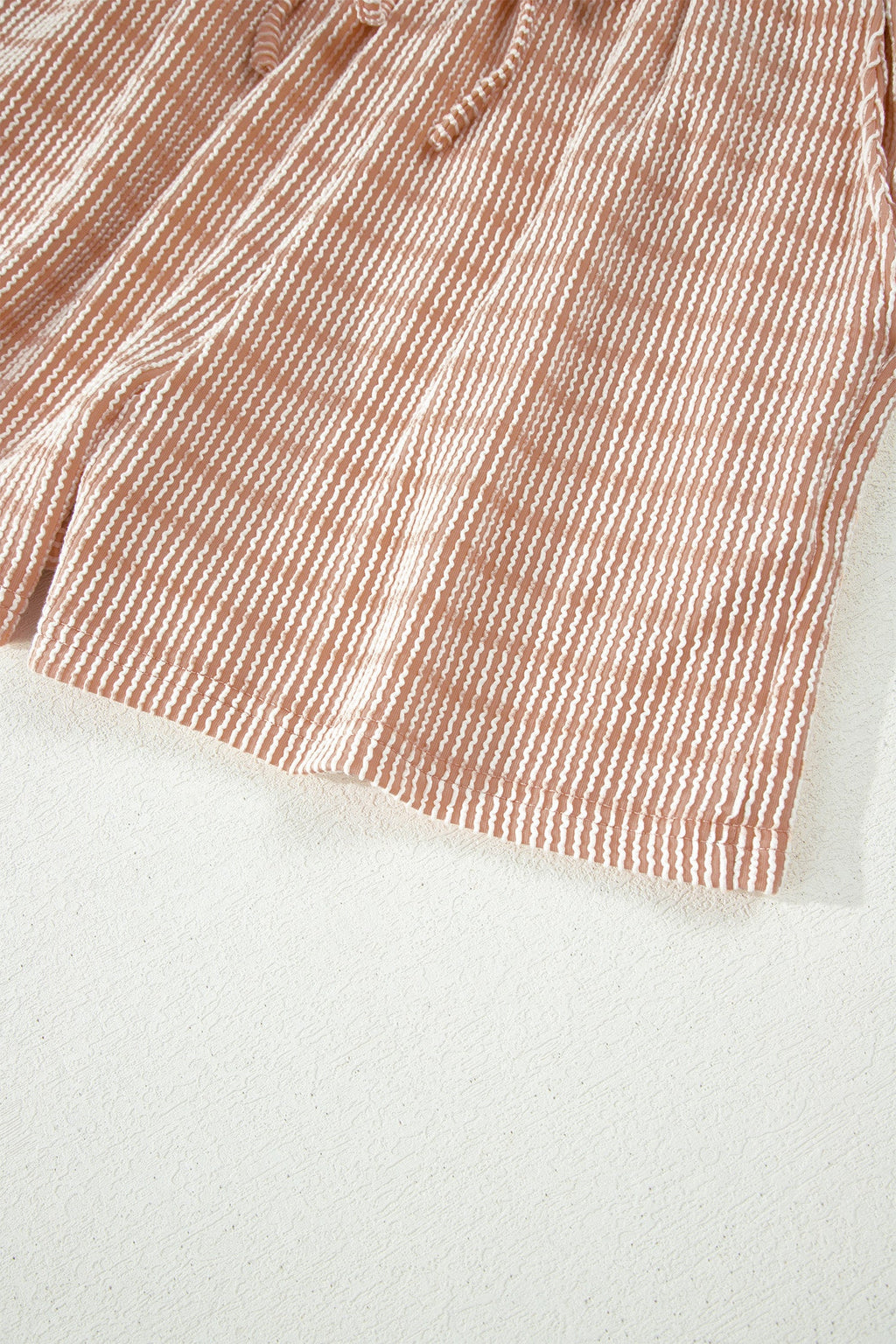 Stripe Ribbed Loose Tee & Drawstring Short Set