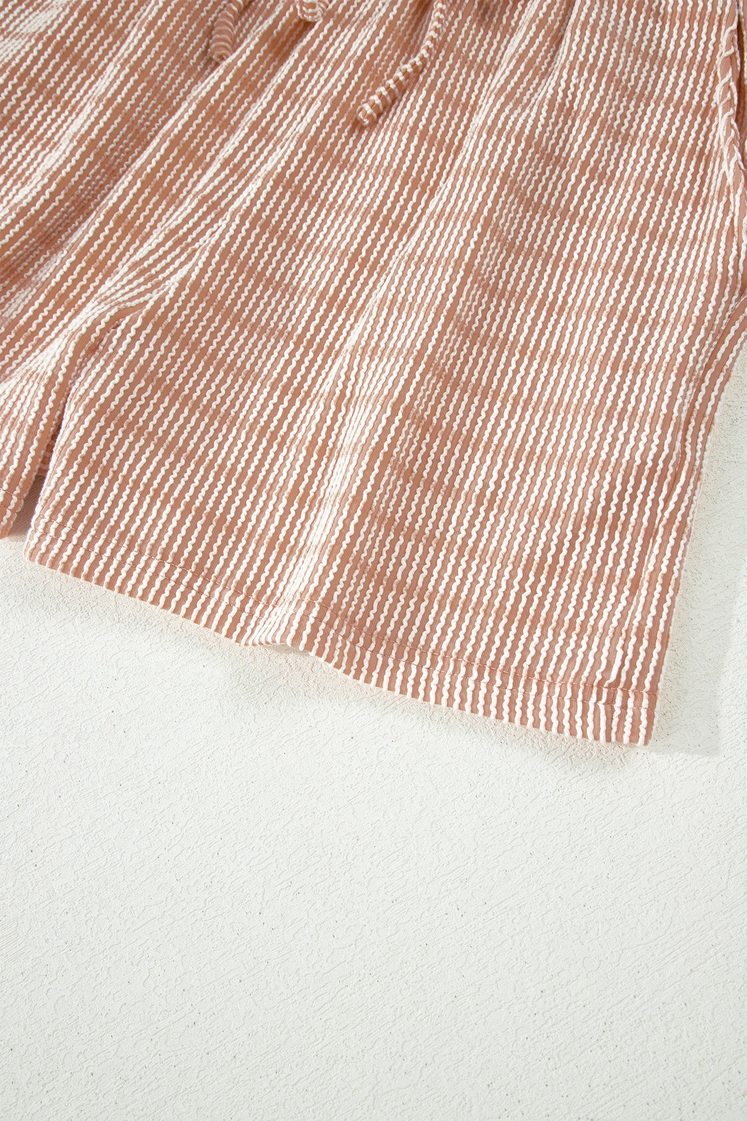 Stripe Ribbed Loose Tee & Drawstring Short Set