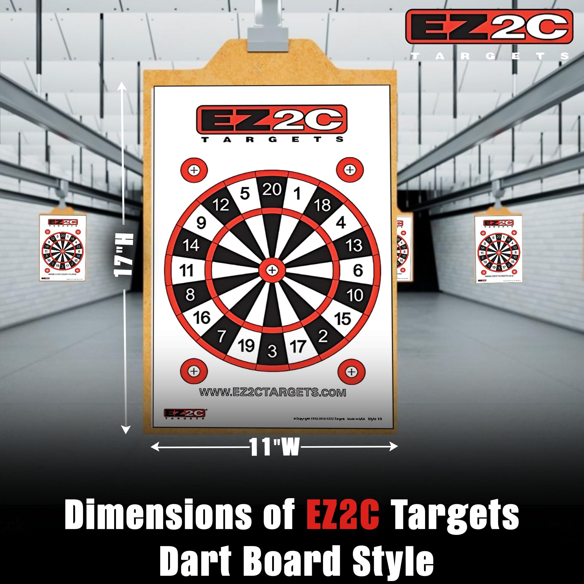 EZ2C Targets #15: Dartboard Paper Shooting Target 11"x17" USA Made