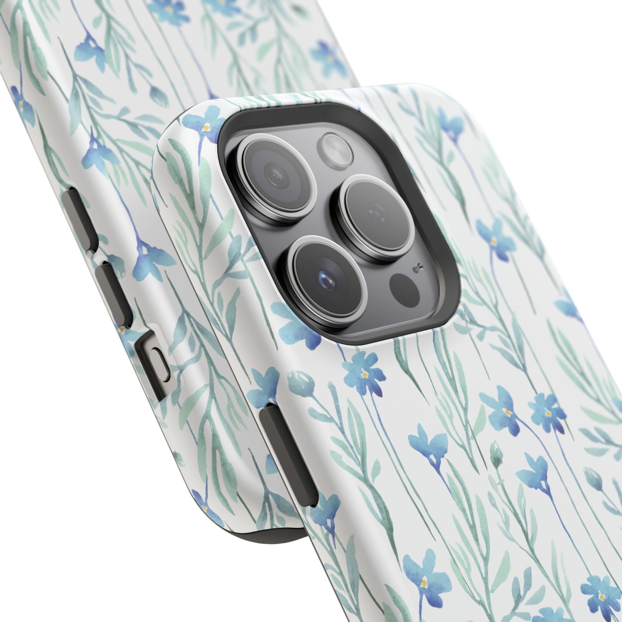 Customizable: Blue Floral Impact-Resistant Phone Case