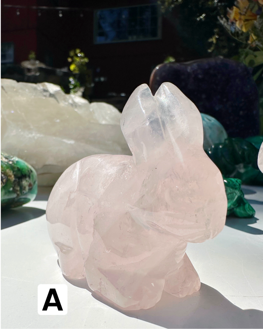 Rose Quartz Hand Carved Rabbits