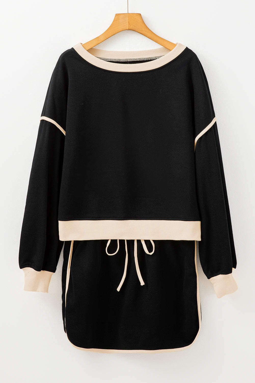 Colorblock Long Sleeve Top and Skort Set