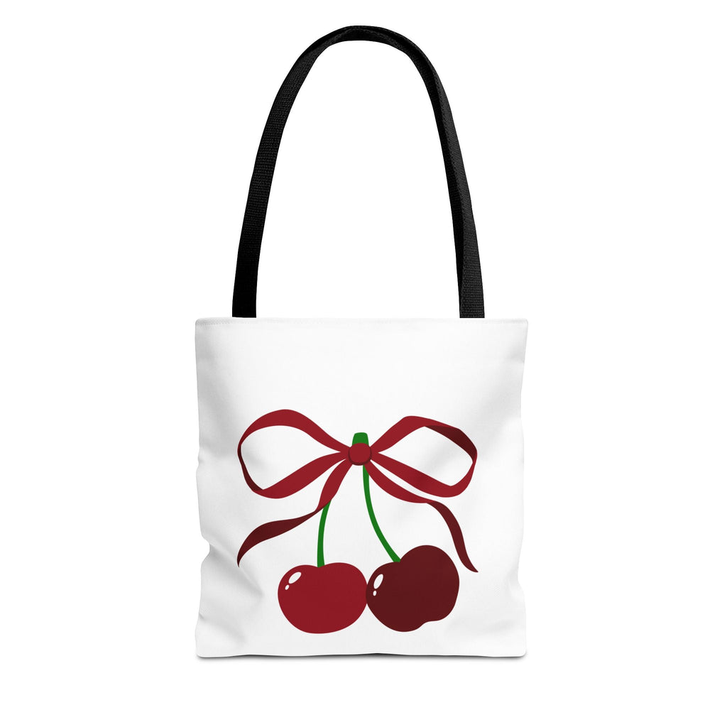 Customizable: Cherry Bow Tote Bag, Cute Carry-All for Everyday, Gift for Her, Eco-Friendly Shopping Bag, Perfect for Summer Outings