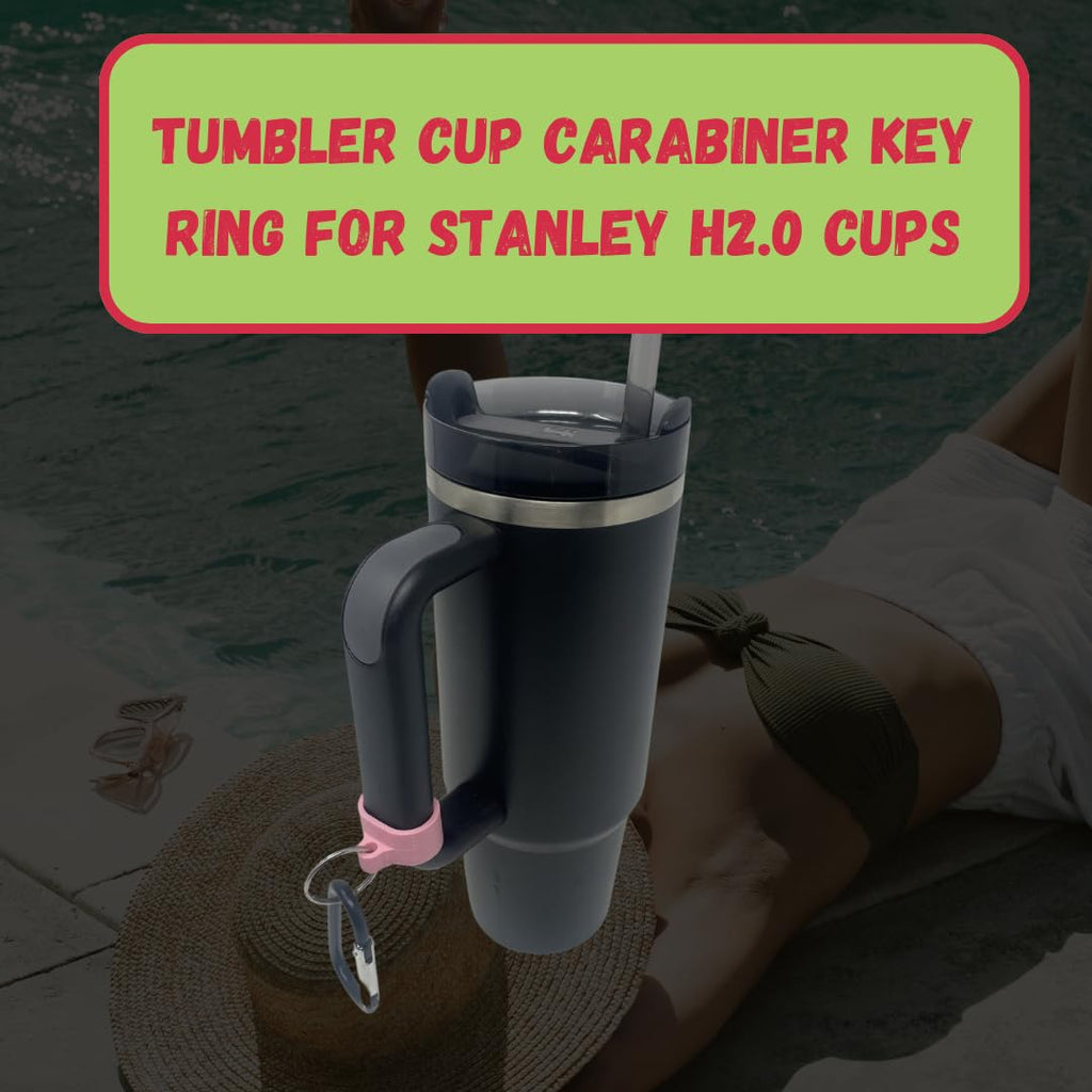 Carabiner Clip Attachment Compatible with Stanley 40 oz Tumblers | Carabiner & Keychain Attachment for Holding Keys, Wallets, or Other Accessories | Made in USA (Pink)