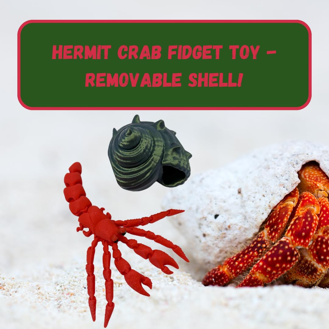 Articulated Hermit Crab, Alligator, & Lizard Fidget Toys | Flexible & Fun 3D Printed Fidget Toys | Made in USA