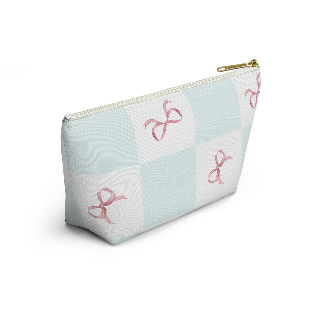 Customizable: Charming Ribbon Accessory Pouch, Makeup Bag, Gift for Her, T-bottom Style, Cute Storage, Birthday Present, Bridesmaid Gift