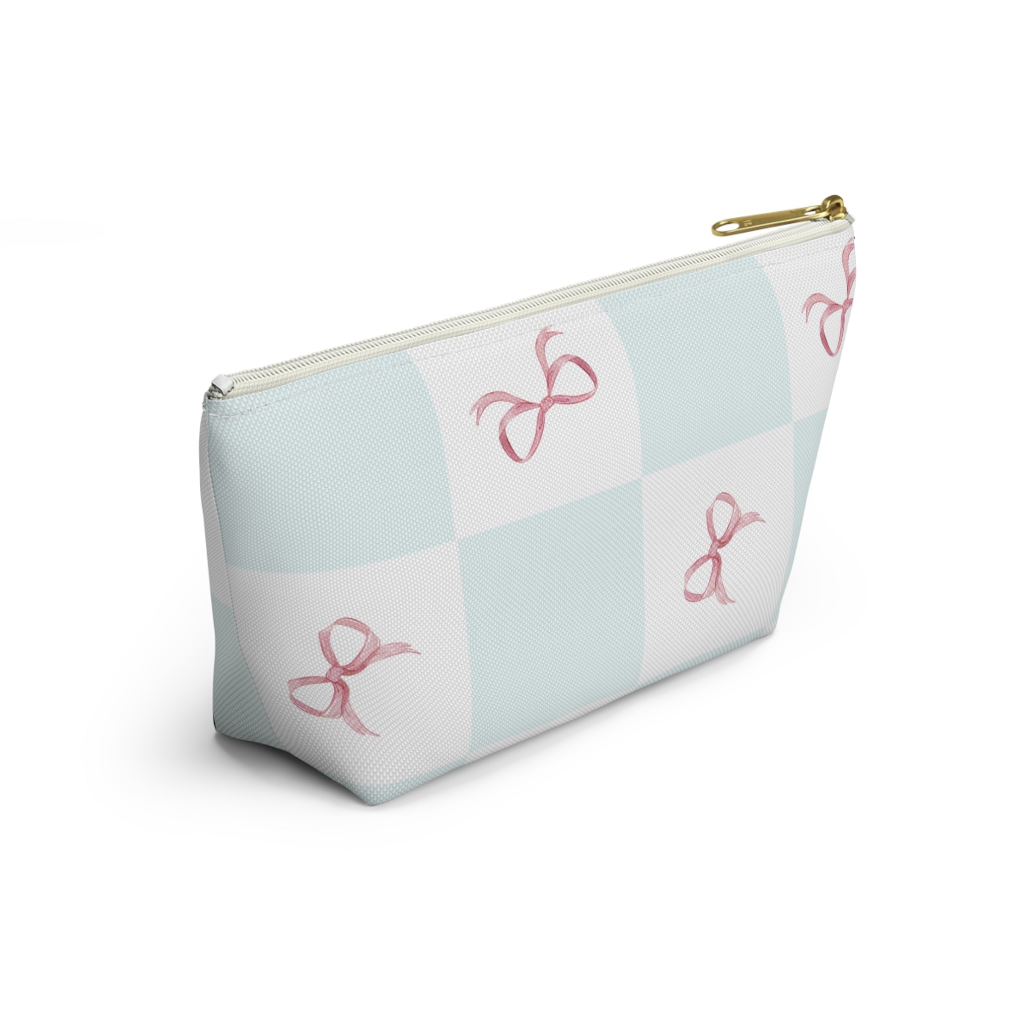 Customizable: Charming Ribbon Accessory Pouch, Makeup Bag, Gift for Her, T-bottom Style, Cute Storage, Birthday Present, Bridesmaid Gift