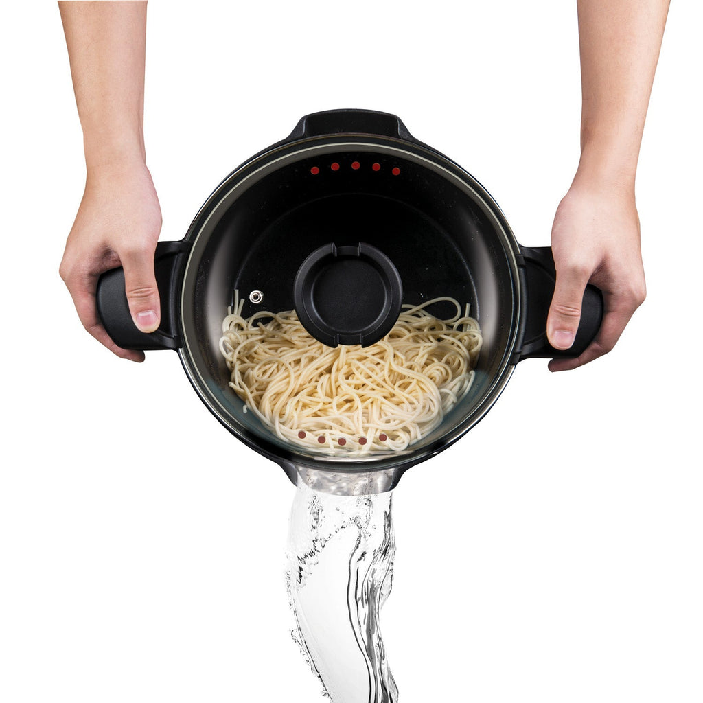MASTERPAN Nonstick Stock & Pasta Pot With Glass Lid Strainer, 5 QT., 9" (23cm)