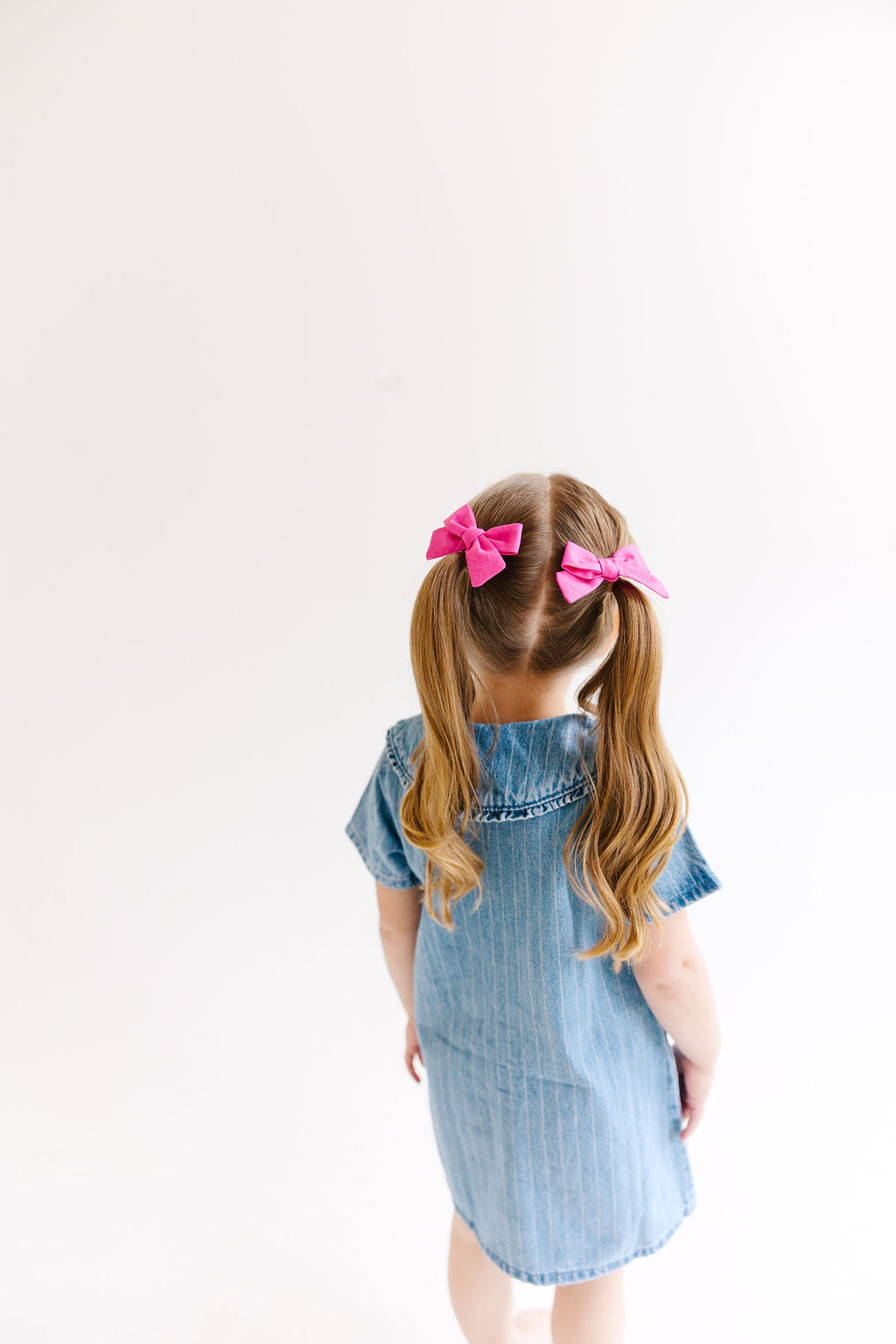 Hot Pink Mini Solid Pinwheel Pigtail Bow Set