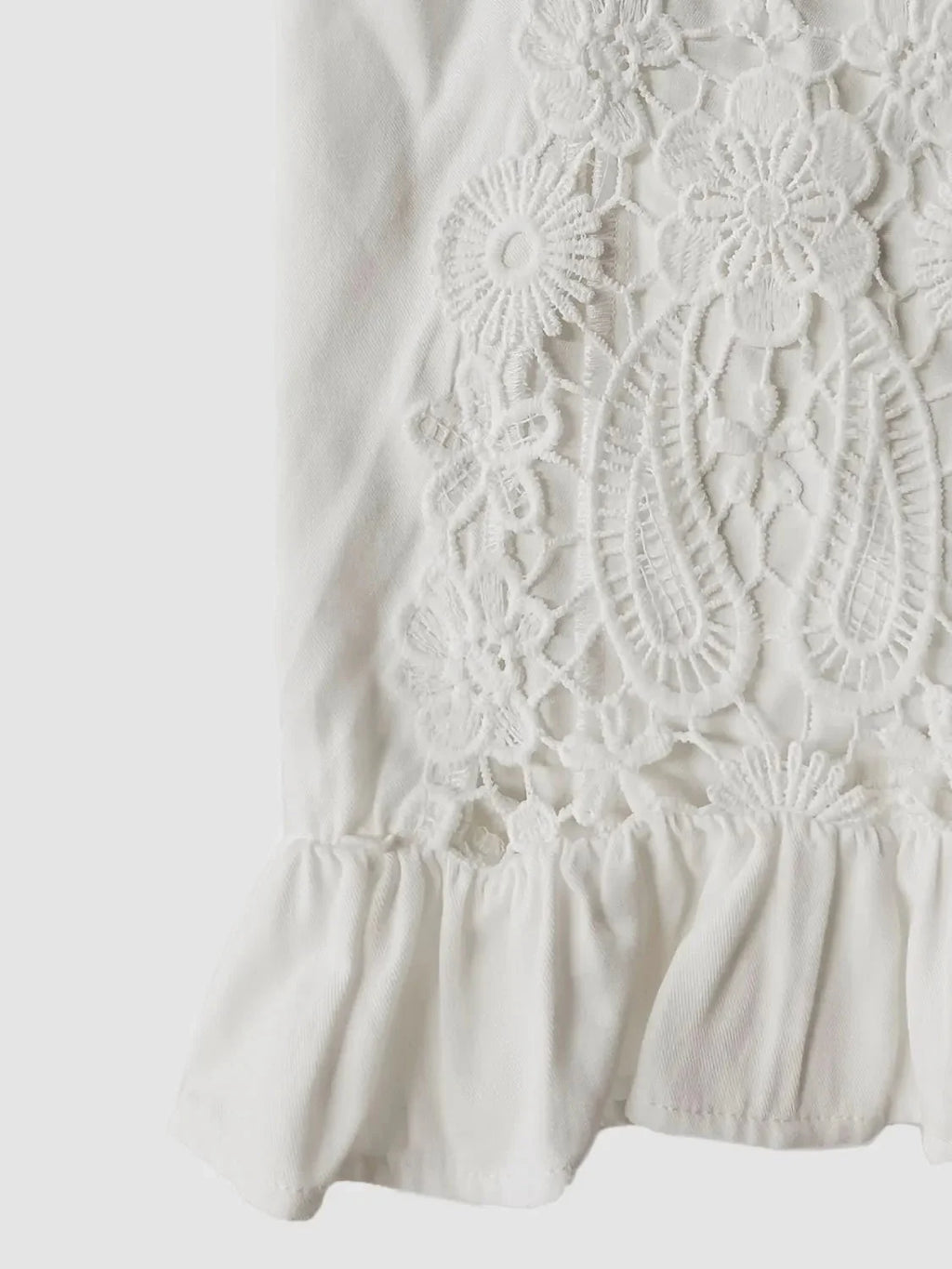 V-Neck Lace Top with Flounce Sleeves