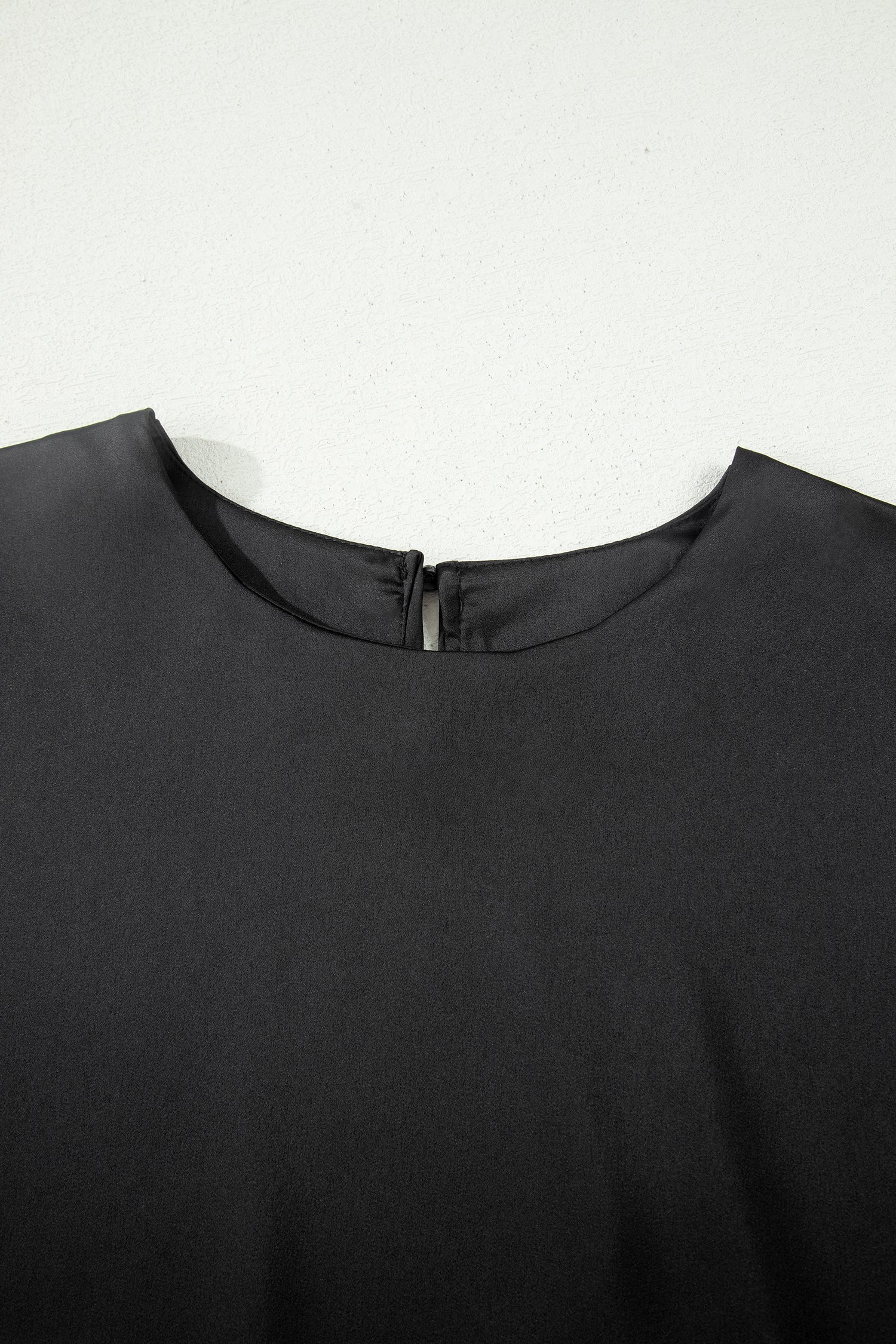 Asymmetric Lace Trim Satin Short Sleeve Top