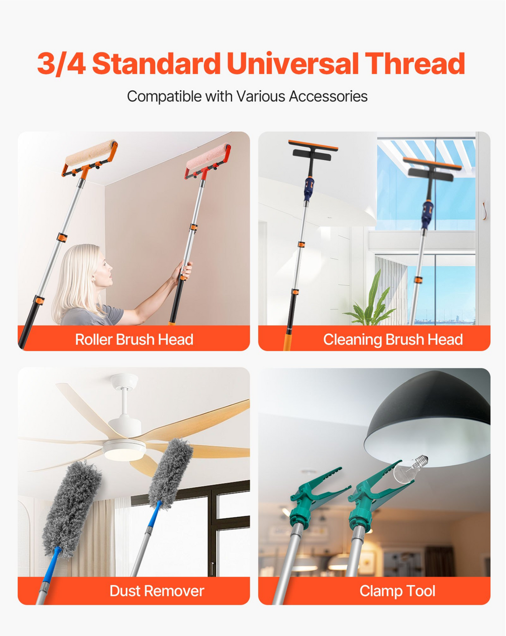 Telescopic Extension Pole 1.76-4 FT Multi-Purpose for Painting Cleaning