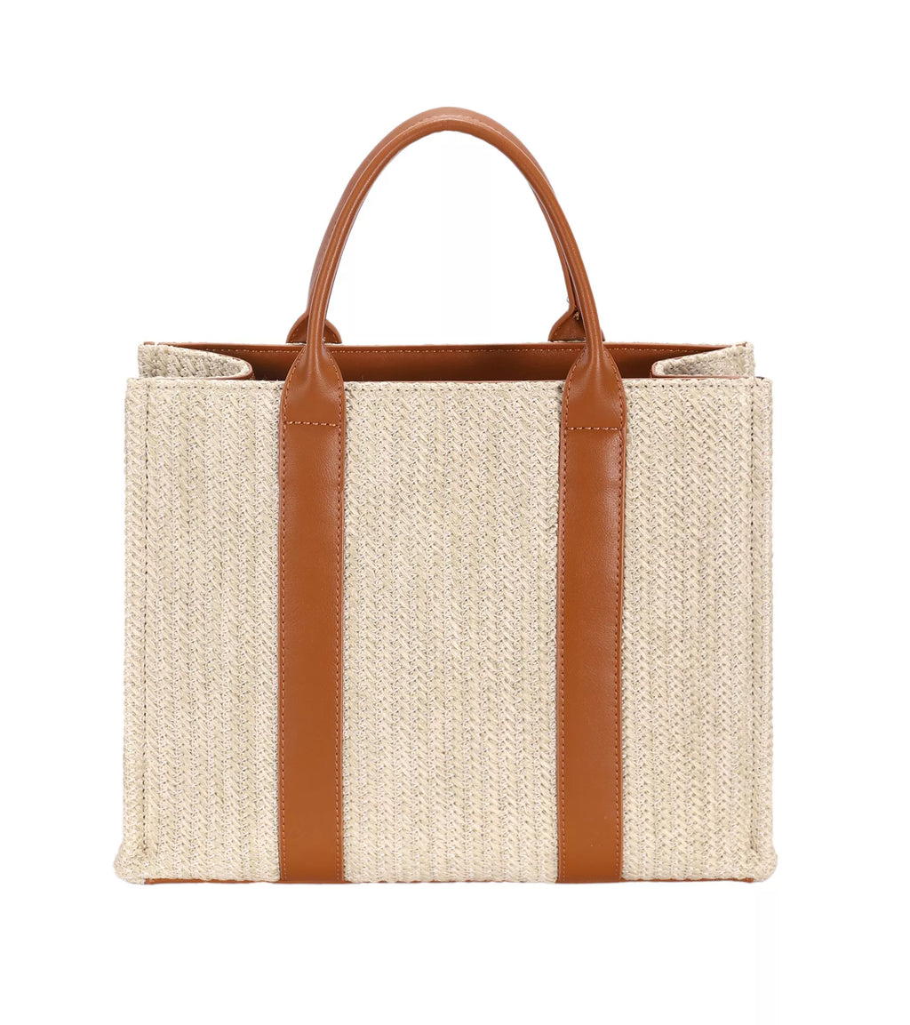 David Jones Woven Tote Handbag - Stylish Square Design for Everyday Use