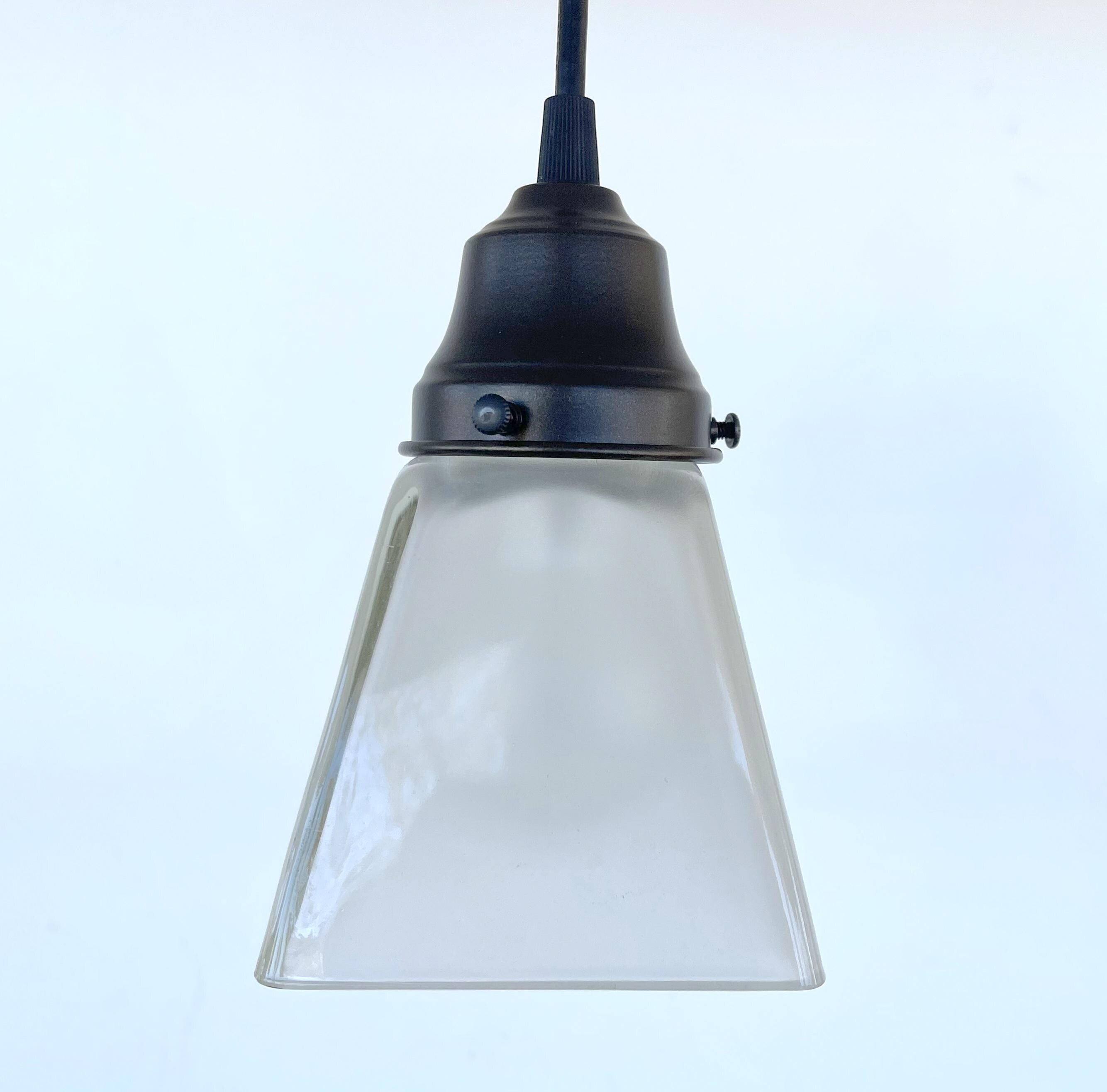 Vintage Frosted SQUARE 1960's PENDANT Light