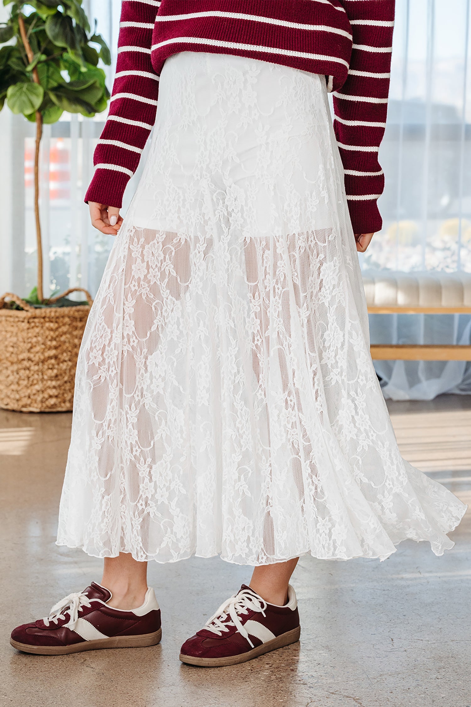 Maliyah Lace Flowy Maxi Skirt