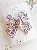 Large Baseball Heart Pinwheel Bow
