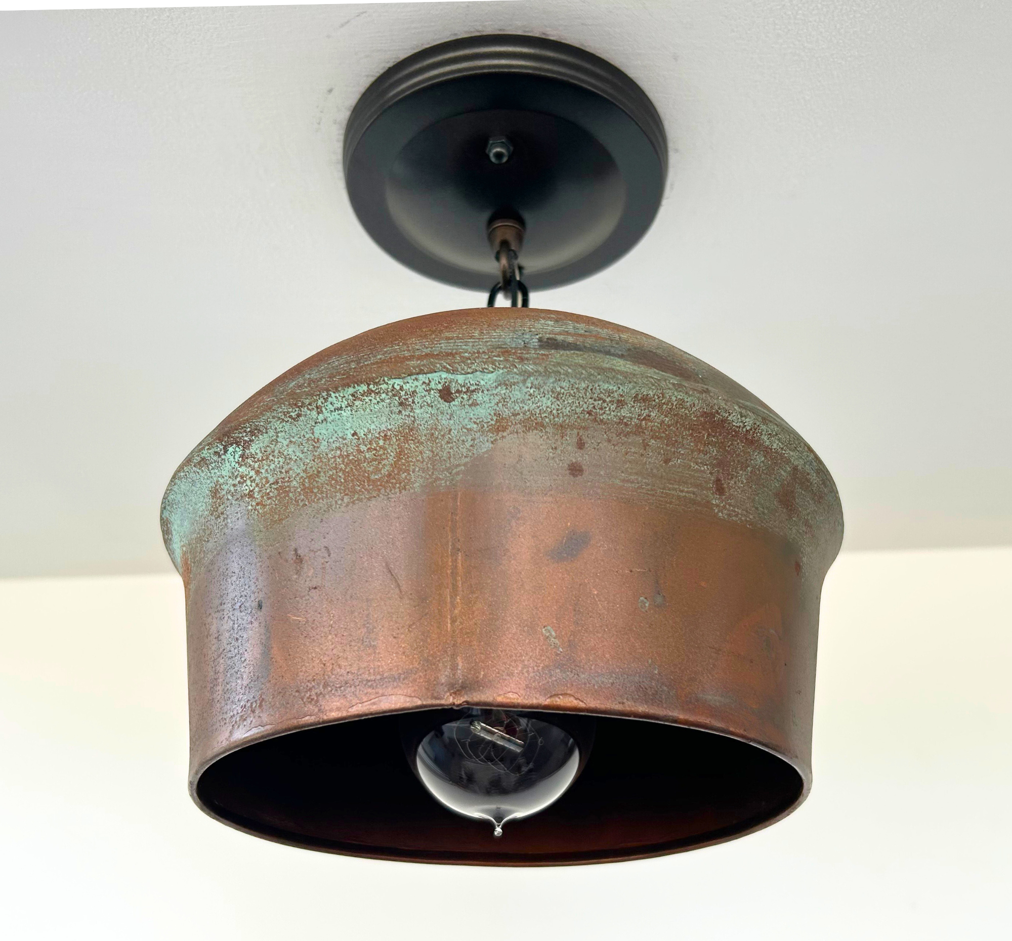 Modern Handcrafted Copper Pendant Light with Chain | 8.5"