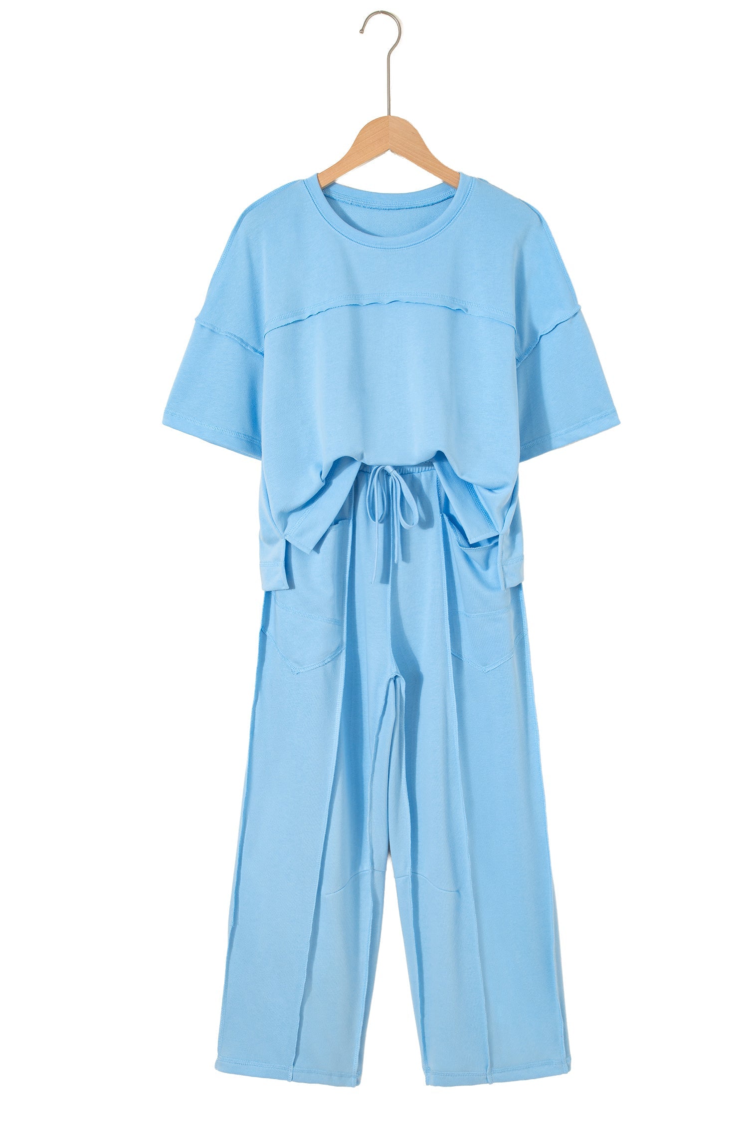 Solid Drop Shoulder Boxy Tee & Barrel Pants Set