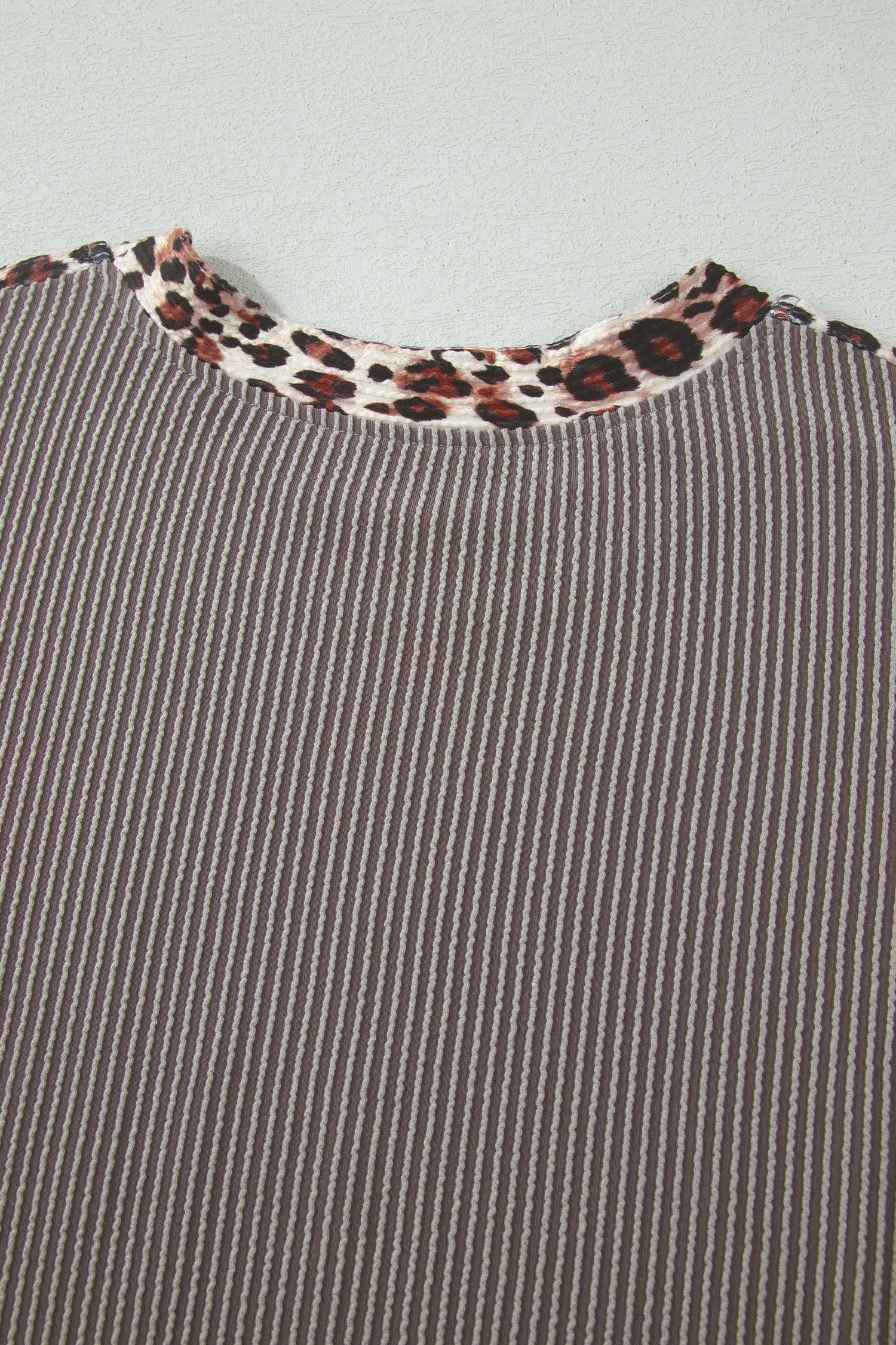Leopard Trim Corded Top & Shorts Set