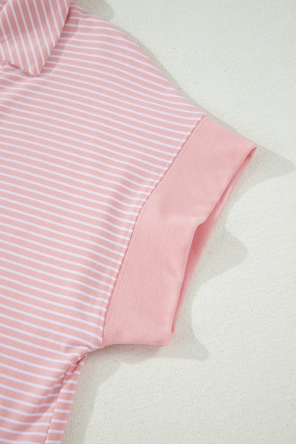 Stripe Dolman Sleeve Polo Shirt & Drawstring Shorts Set