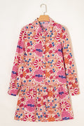 Floral Collared Long Sleeve Mini Dress