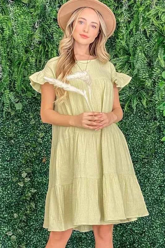 And The Why Cotton Gauze Baby Doll Casual Dress
